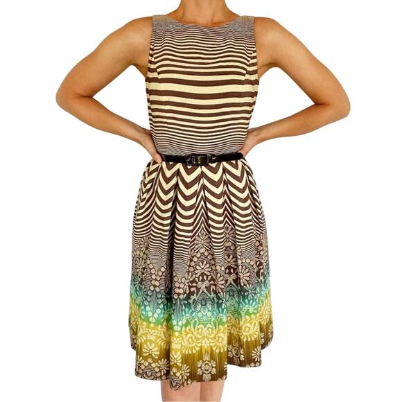 Anne Klein Striped Ombre Hem Belted Mini Dress Size 4 NWOT - Picture 1 of 12